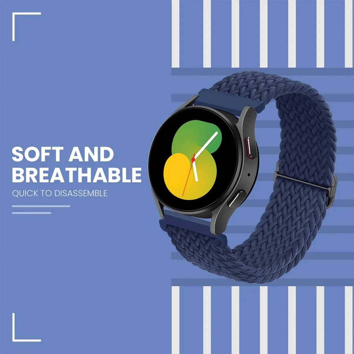 20mm 22mm Nylon Braided Strap for Samsung Galaxy Watch 7 6 5 4 40mm 44mm 6Classic 43mm 47mm Watch Solo Loop Band for Amazfit Bip