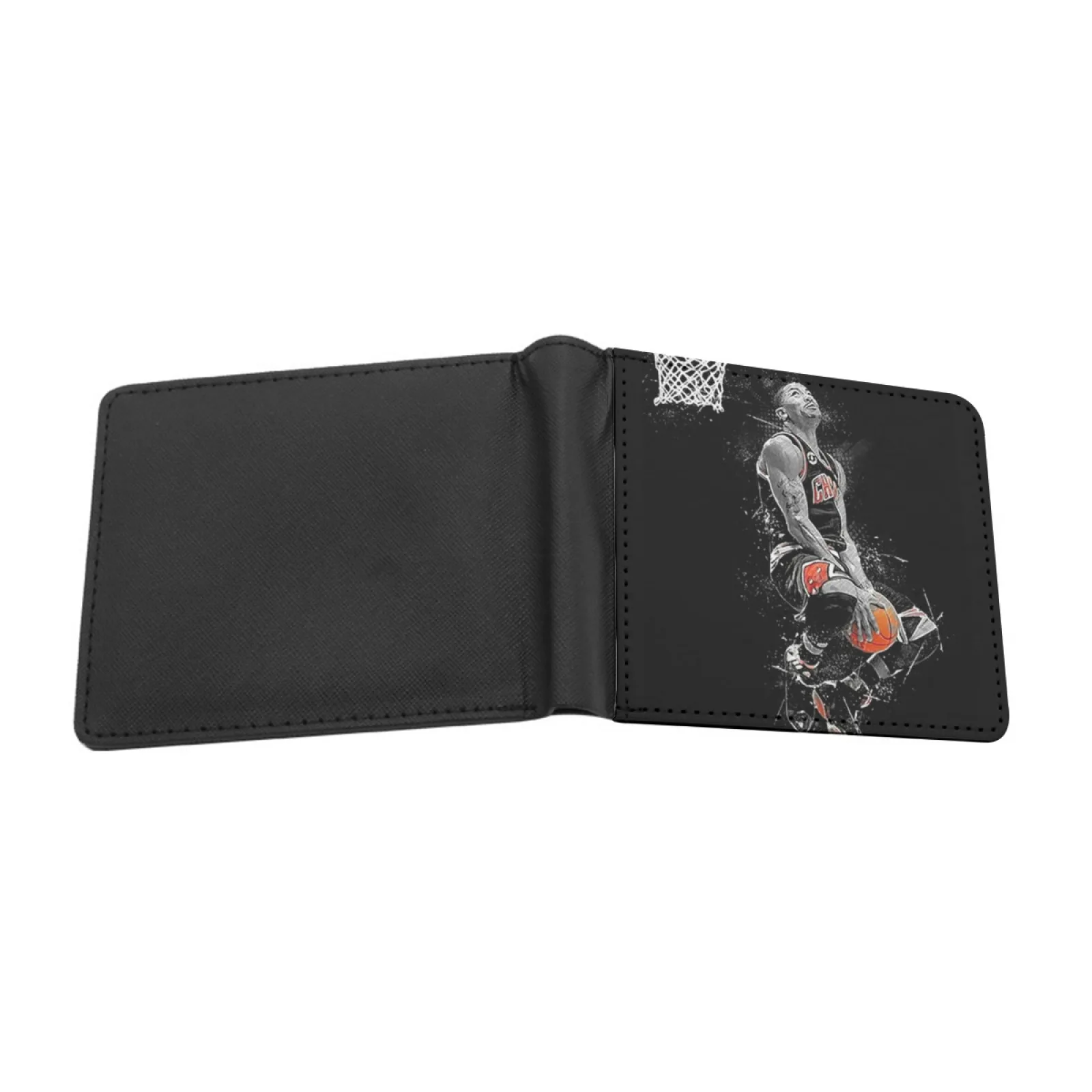 Jump Rose Legends Personalized Men's Leather Wallet Credit Card Pouch Purse Basketball Classic Shoes Fashion Sport Ball Vintage