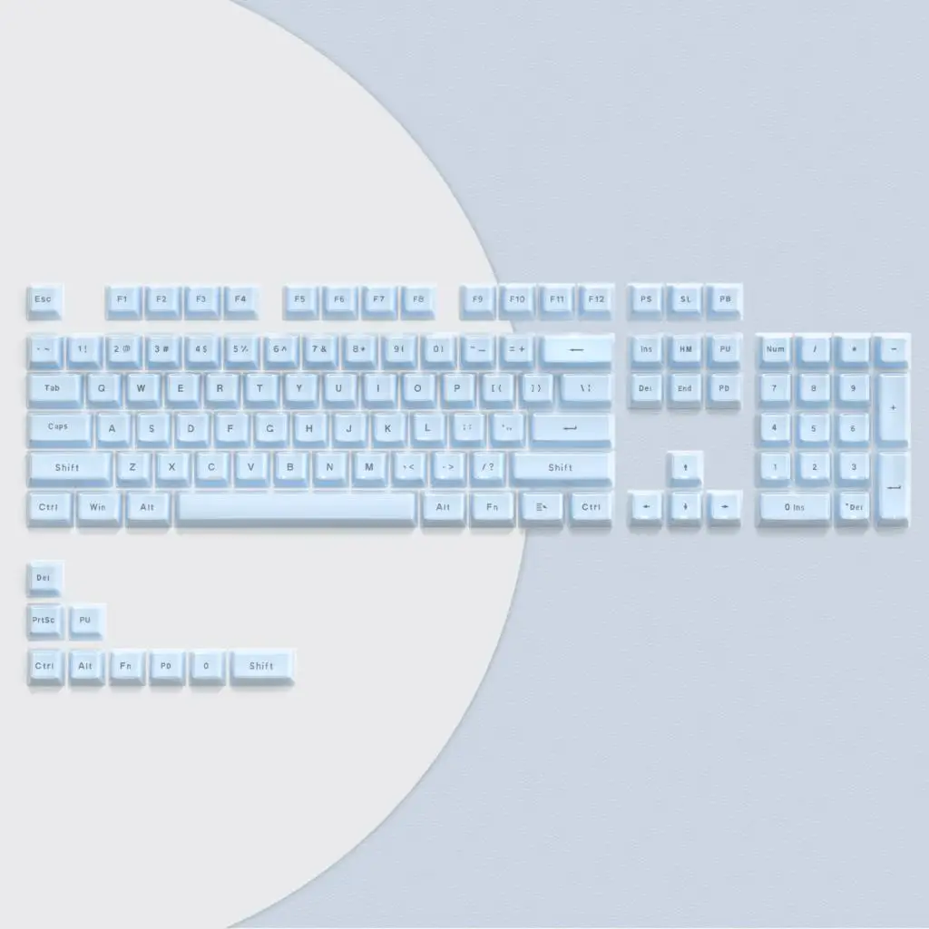 Blue Crystal Keyboard Keycaps OEM Profile Custom Jello Translucent Clear Keycaps Top Printed for MX Swiches Mechanical Keyboard