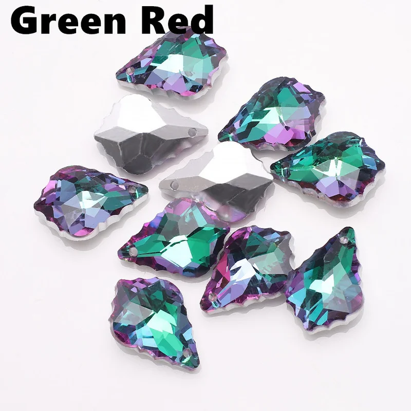 10Pcs 15x22mm Single Hole Charms Crystal Baroque Pendants Maple Leaf Shape Glass Beads for DIY Jewelry Making Necklace Earrings