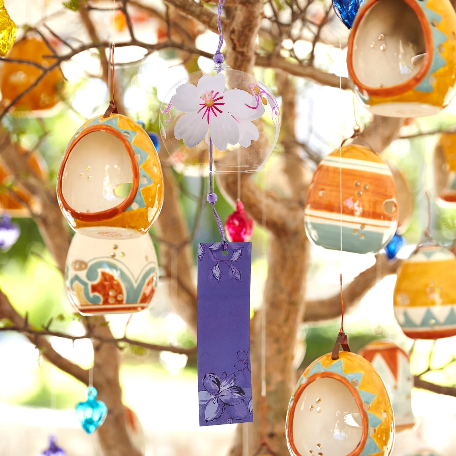 

Glass Wind Bell Decor Japanese Style Hanging Wind Chimes Balcony Garden Window Pendant Home Relaxing Sound Window Hanging Decor