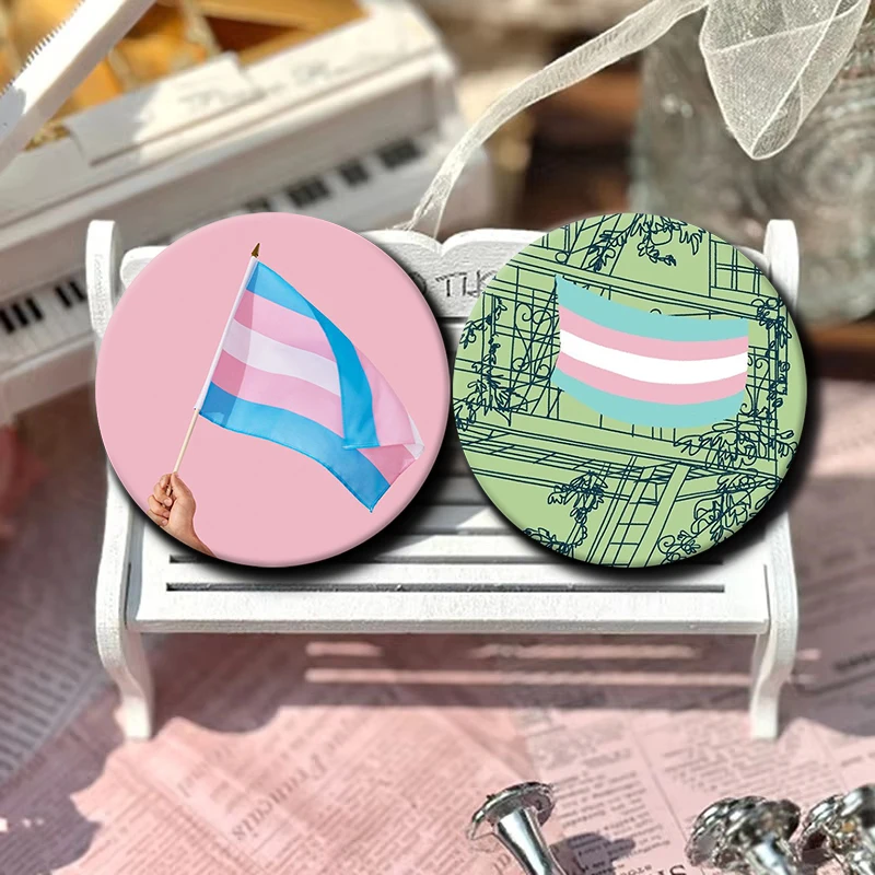 58mm Gay Lesbian Homosexual Bisexual Pride Soft Button Pin LGBT Trans Transgender Pride Flag Brooches Rainbow Aesthetic Badge