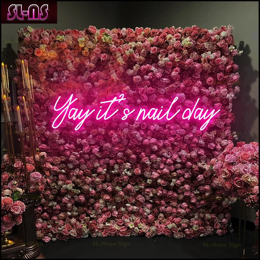 Yay it's nail day, Nail Salon Decor, Nail Salon Light-Up Sign, Nail Room Decorations, Beauty Studio Nail Salon Decor Sign