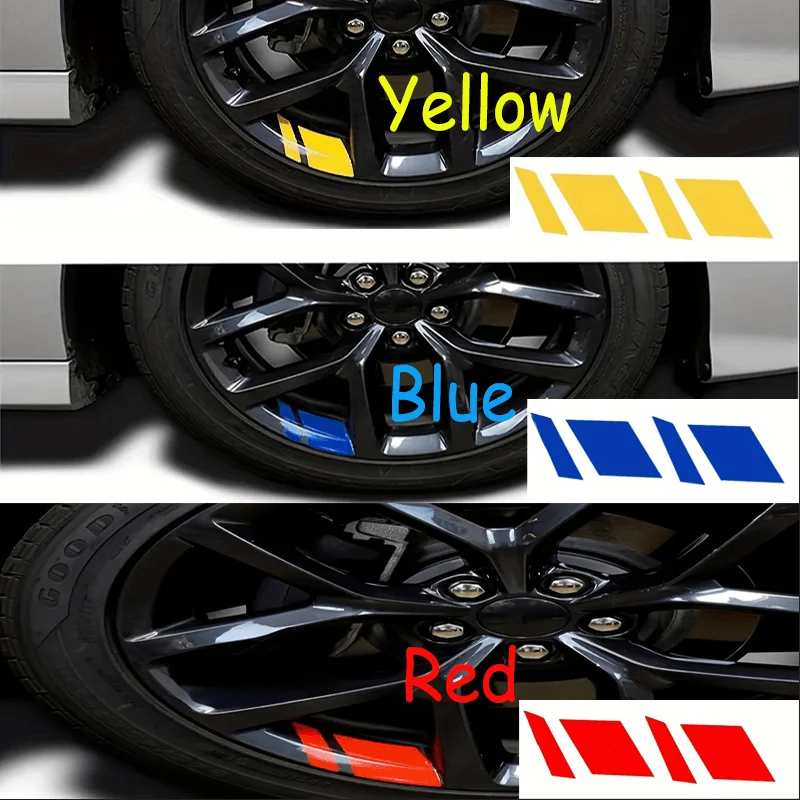 

1 Set Car Wheel Reflective Sticker Set Pressure Sensitive Adhesive Easy Install Safety & Exterior Decoration