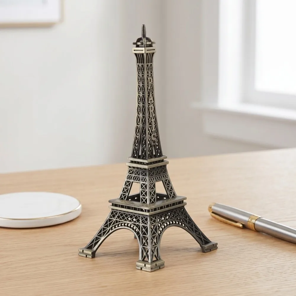 Bronze Tone Paris Eiffel Tower Figurine Statue Creative Stylish Eiffel Tower Model Exquisite Craft Miniature Replica