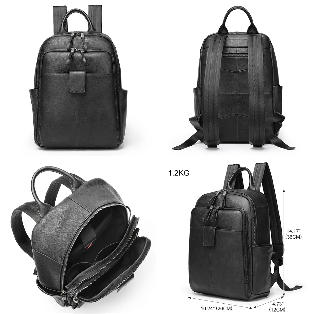 MVA Men Leather Backpack For Men Casual Women Female Backpacks For Student School Backpack Laptop 13.3\