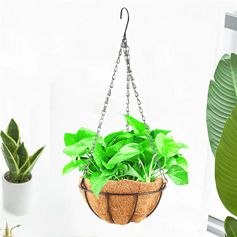 

20X Black Growers Hanging Basket Planter With Chain Flower Plant Pot Home Garden Balcony Decoration-8Inch