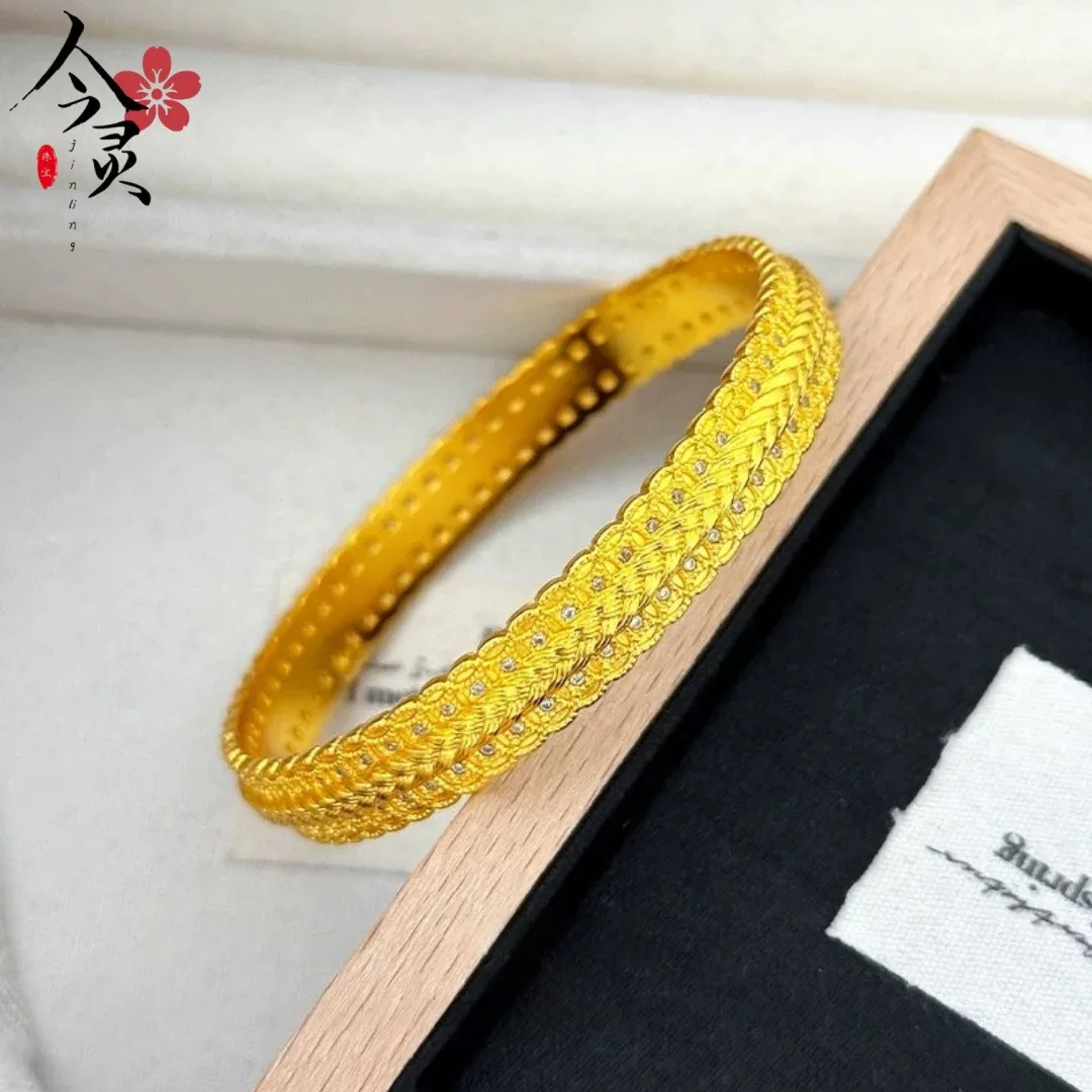 

Luxury 24K 9999 Pure Gold real gold Woven Diamond Bracelet Waist Waistline New Women's Bracelet