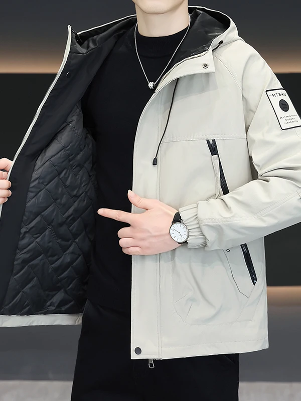 

Новая мужская толстовка из утепленного хлопка с капюшоном, повседневная, теплая, модная верхняя одежда, молодежная, для отдыха, рабочая, приталенного кроя