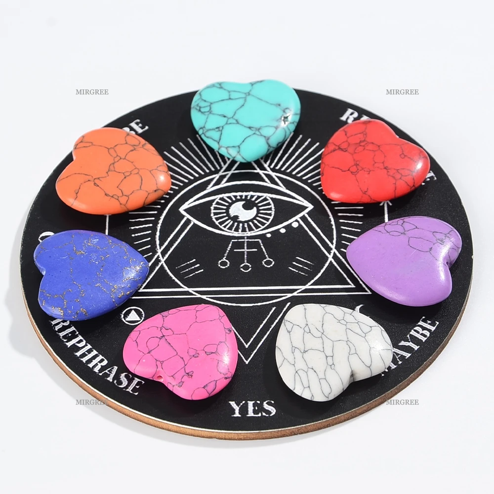 1/8/9 قطعة قلادة سبعة شقرا مع لوحة العرافة ومجموعة حجر على شكل قلب-مناسبة لأدوات العرافة اليومية #5