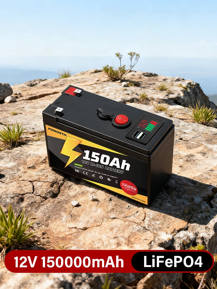 AliExpress POWORTH 12V 150000mAh Lithium LiFePO4 Deep Cycle Battery, 4000+ Cycles Rechargeable Battery, Lithium Iron Phosphate for Solar/Wind Power