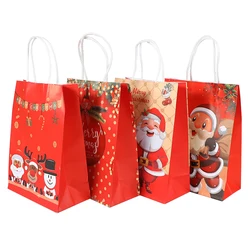 4Pcs Kraft paper Christmas Gift Bags Santa Claus Elk Candy Cookie Packaging Bag Christmas party decoration New Year Navidad 2025