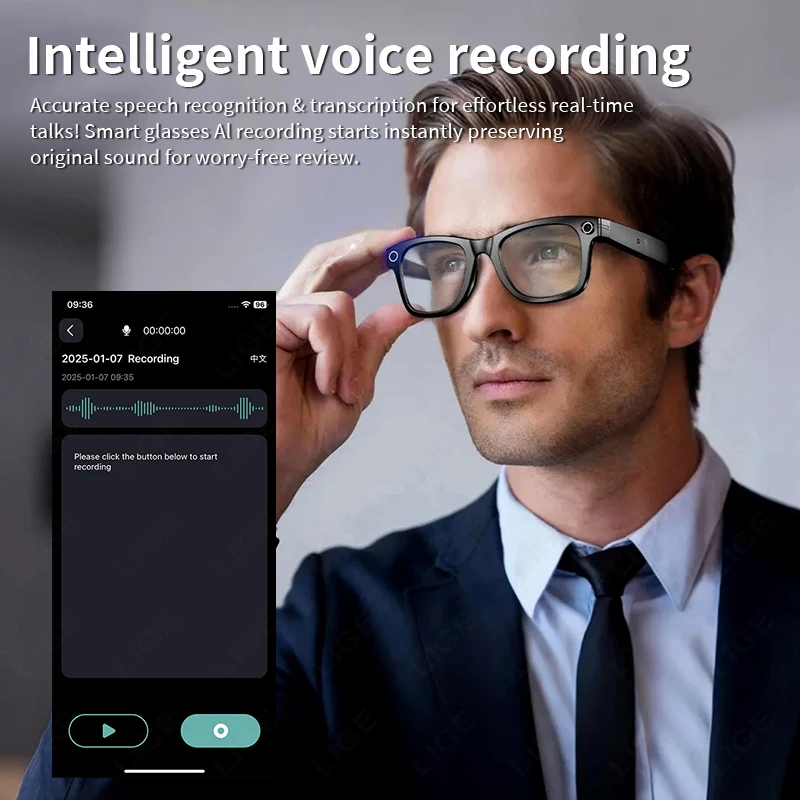 Smart AI Glasses 8MP Camera WiFi AI Translation Anti-Shake Bluetooth waterproof 4K Video photo capture Light music Sunglasses - Image 3