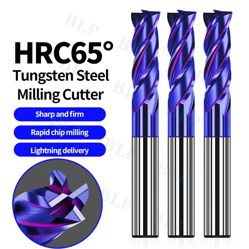 

Синий фрезерный станок с ЧПУ из вольфрамовой стали HRC65, 4-флейтовый сплав из нержавеющей стали, специальный фрезерный станок, закаленные инструменты с ЧПУ с твердым покрытием