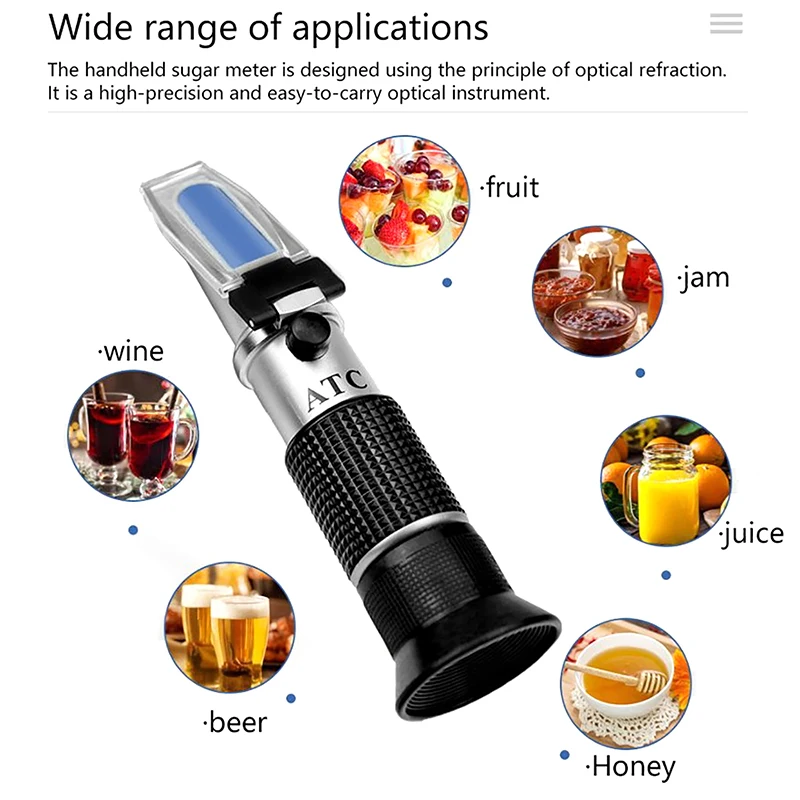 0-40% Brix 0-25% Alcohol Grapes Wine Refractometer ATC Handheld Concentration Meter Fruit Sugar Content Tester Measurement