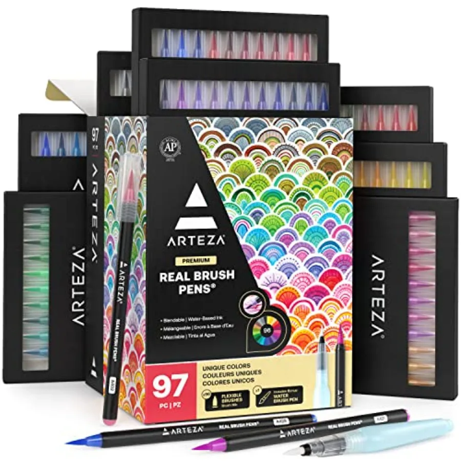 

Real Brush Pens, 96 Watercolor Pens, Drawing Markers with Flexible Brush Tips, Watercolor Markers for Artists, and Beginners