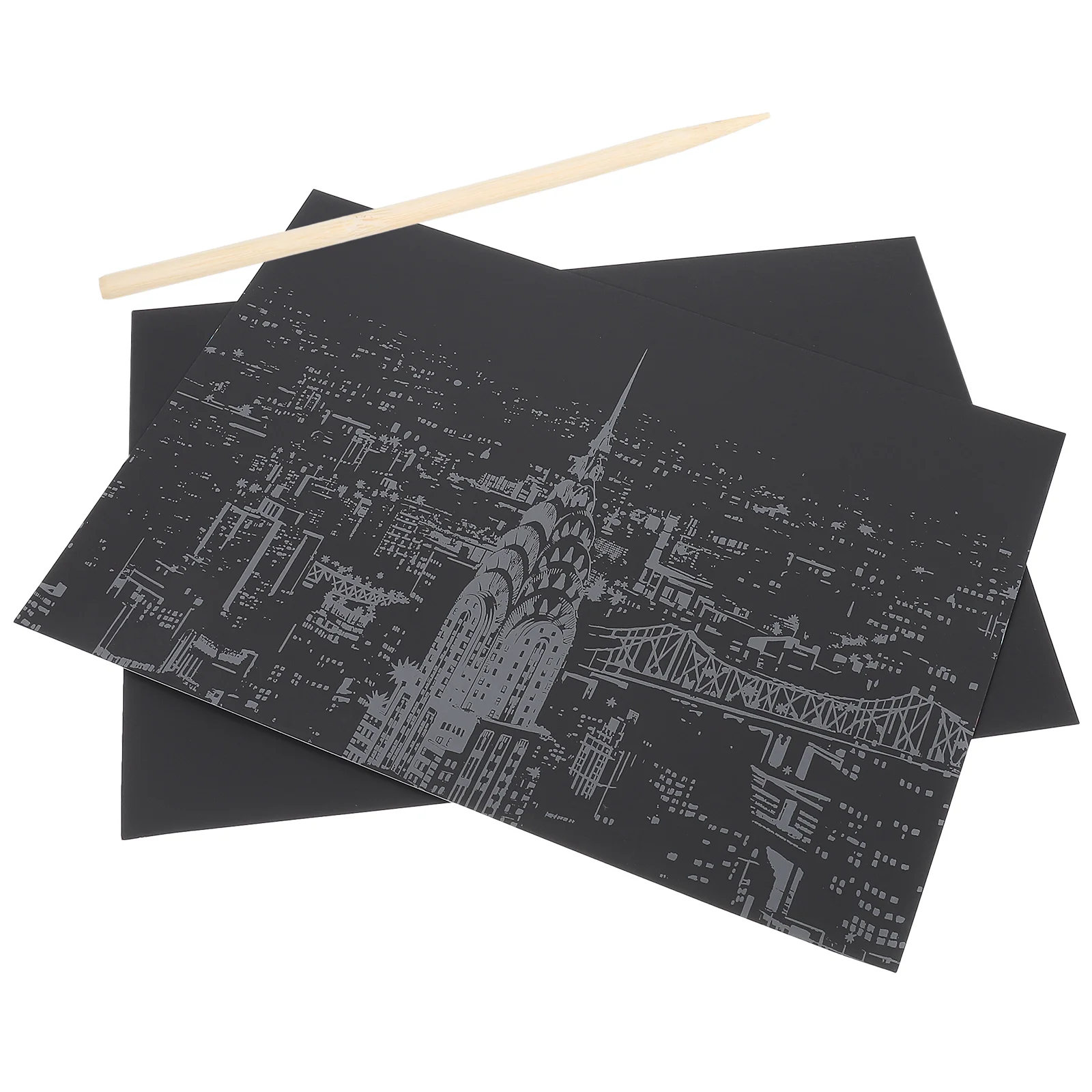 2 Pcs City Night View Scratch Paper Supplies Kids Drawing Toys Creative Educational Tools Children Craft Projects Scratch