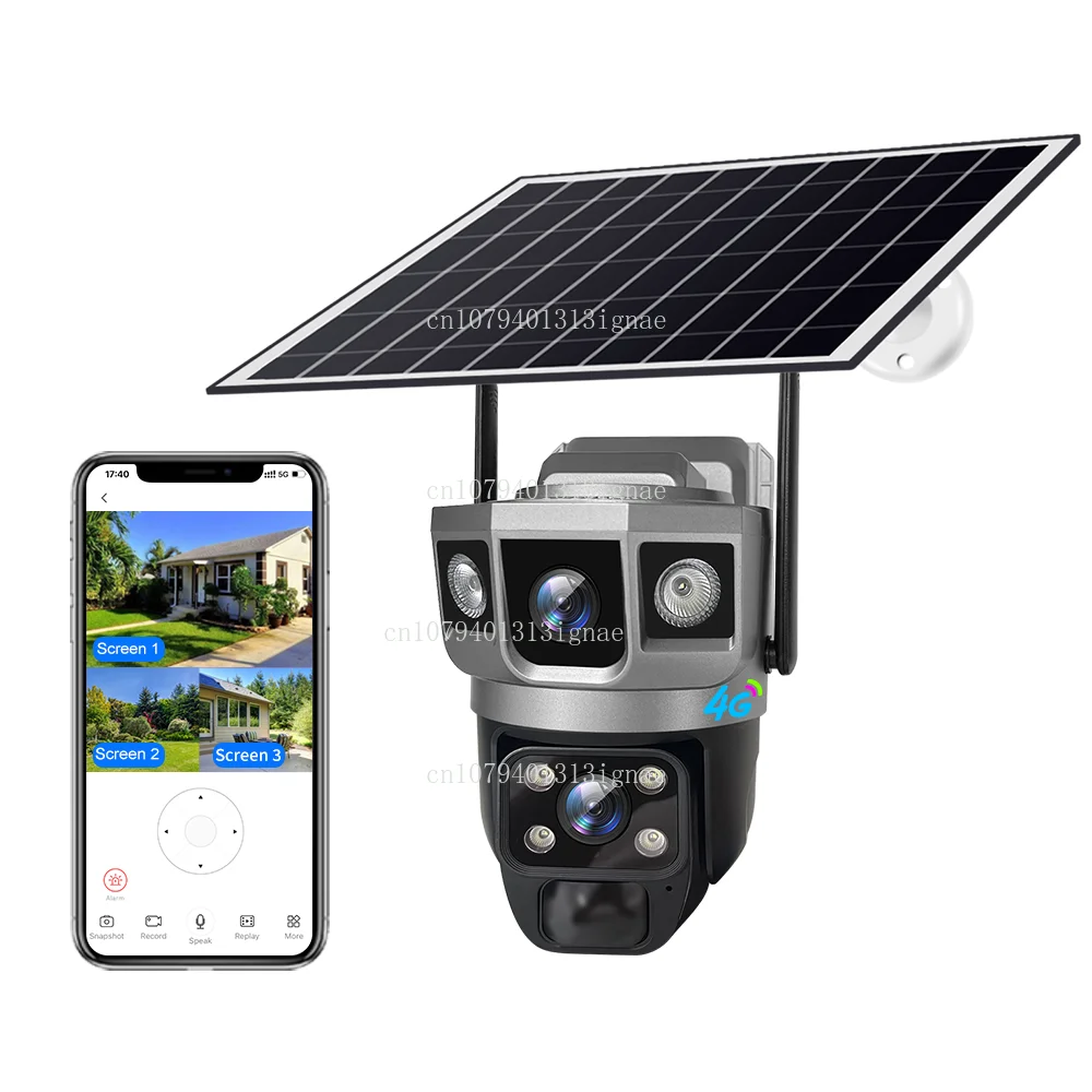 

4G Solar PTZ IP-безопасность Индивидуальное приложение V380 PIR-сигнализация Закрытая схема солнечной батареи с солнечными панелями