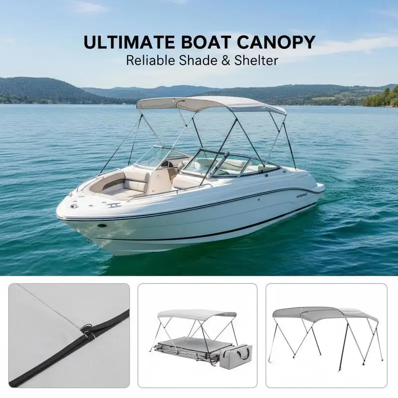 Bimini-Top Bootsabdeckung Sonnenschutz Hellgrau - usage example