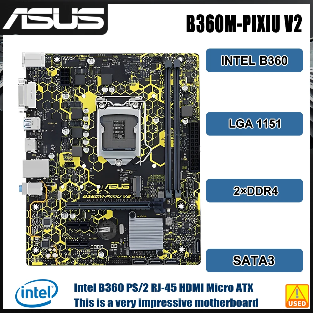 ASUS B360M-PIXIU V2  Motherboard LGA 1151 DDR4 Intel B360 M.2 USB3.1PCI-E 3.0 SATA 3 Micro ATX For i5-8600 cpu