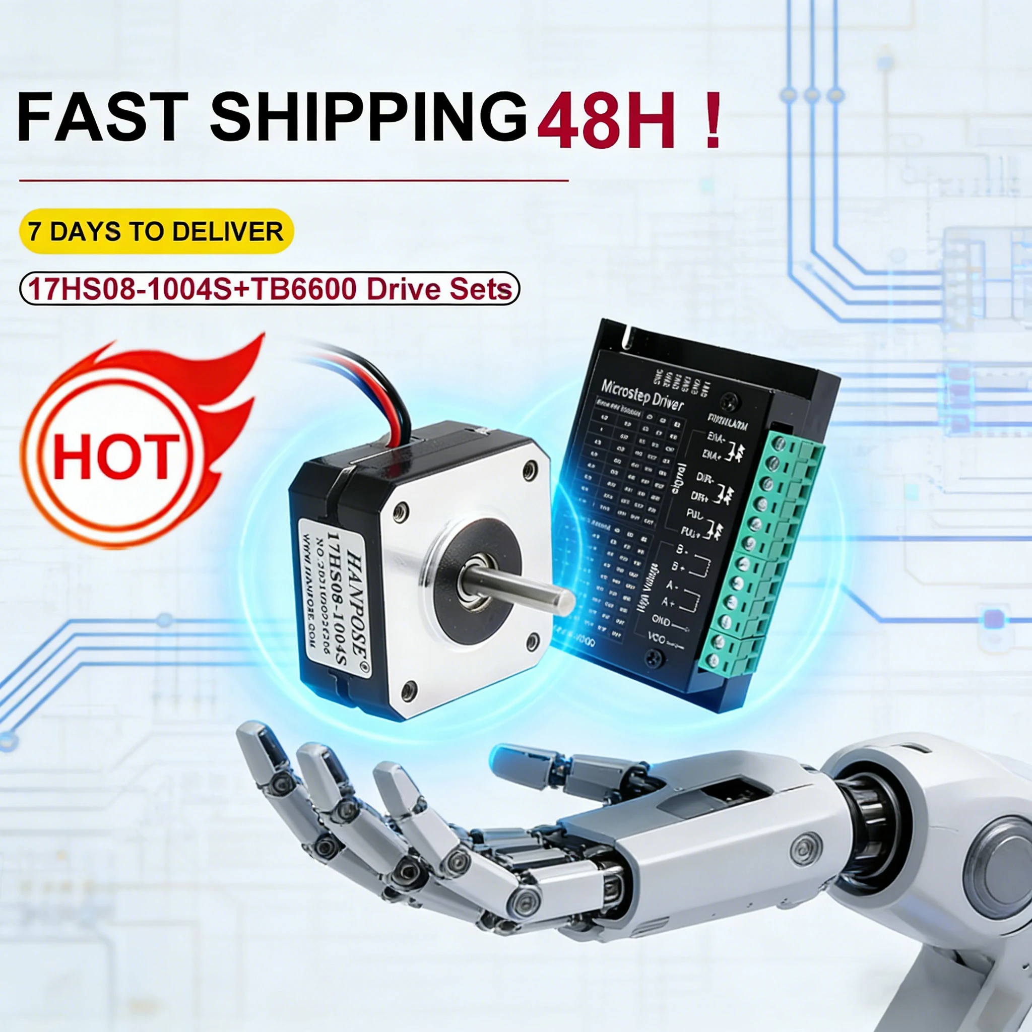 

Шаговый двигатель Nema17 20 мм 1А 16Н.см 42, короткий, 4-проводной, 17HS08-1004S+TB6600 для 3D-принтера