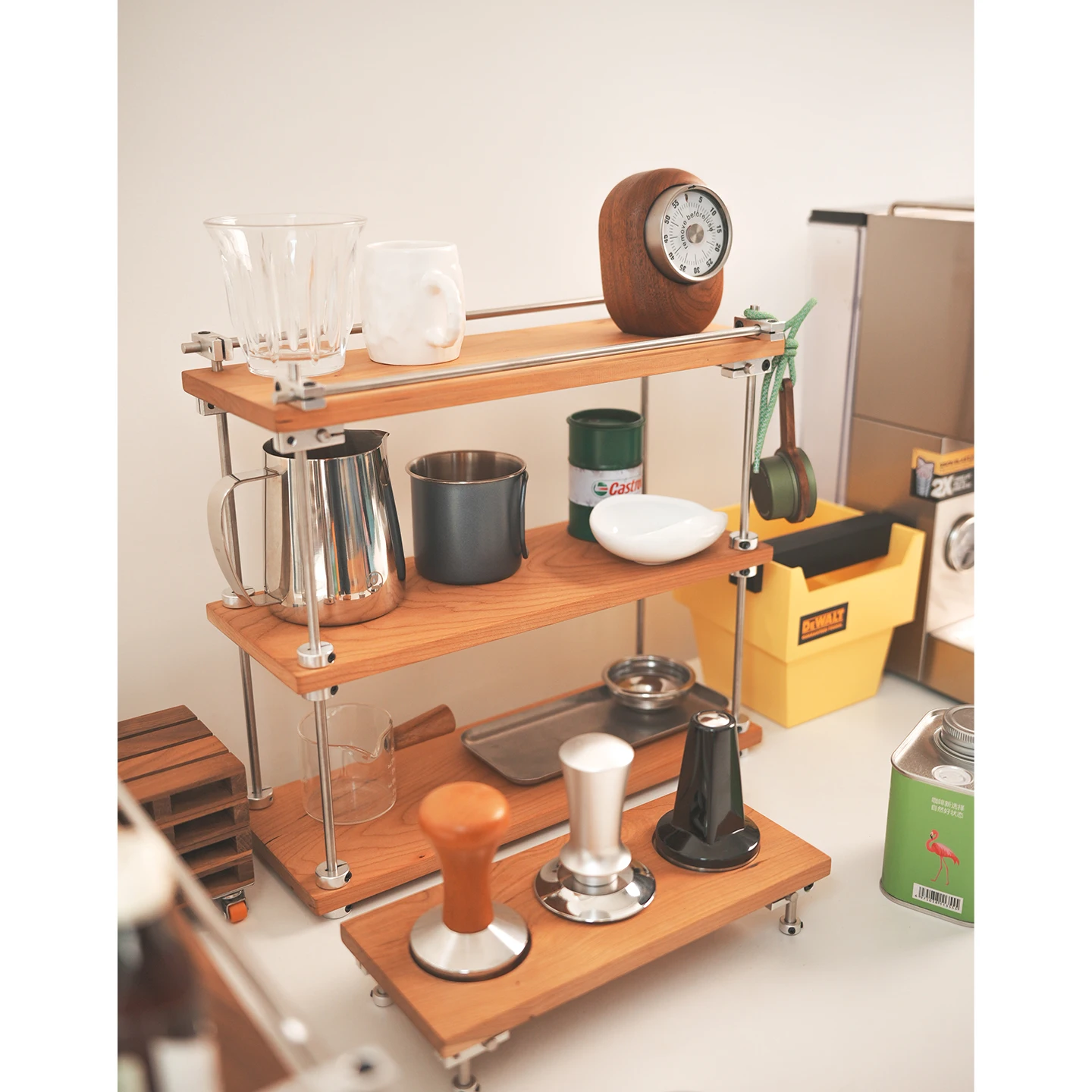 

Многоуровневая подставка из натурального дерева для хранения: органайзер для кофейных принадлежностей, чайных чашек, парфюмерии, простой стиль, для дома и офиса