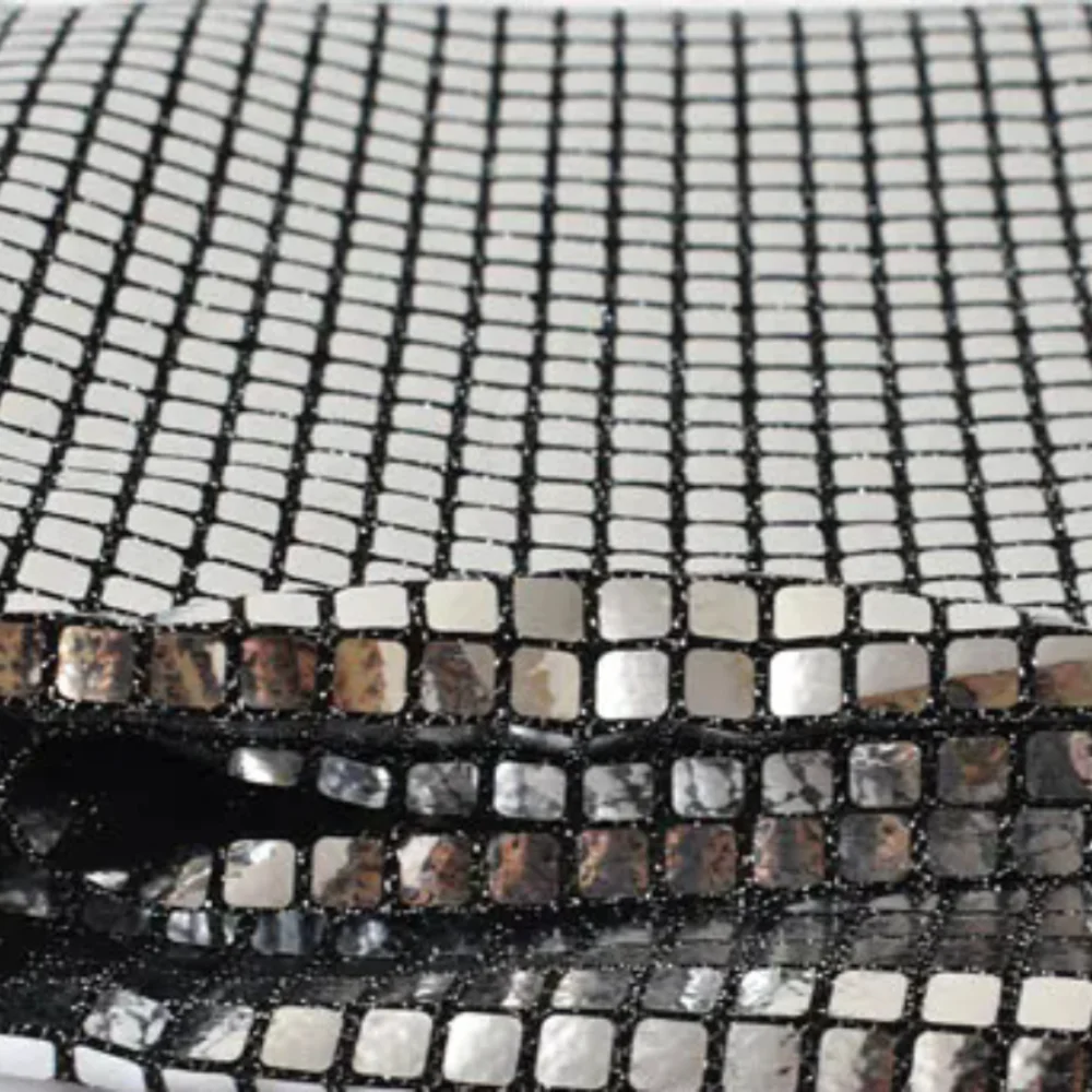 

Silver Checkered Sequin Fabric Diy Wedding Background Stage Decoration Clothing Fabrics for By The Yard Cloth Per Meters