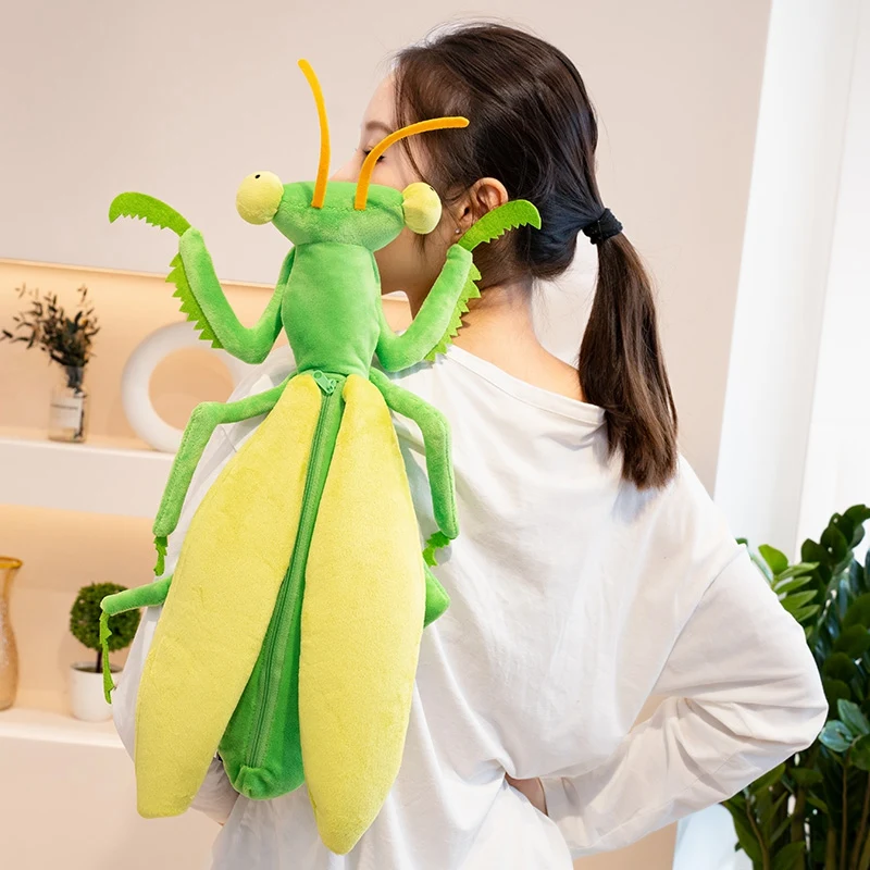 1pc Reallike Mantis& Dragonfly Plush Backpack Toys Simulation Animal Insect Doll Decorative Shoulder Bag Birthday Christmas Gift