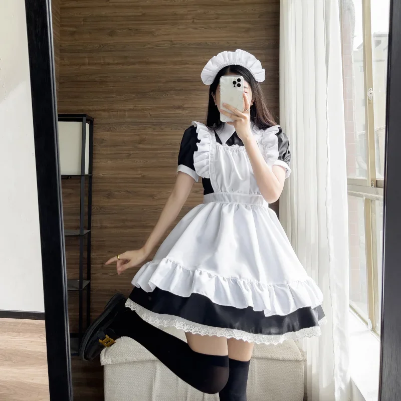 Gothic Lolita Anime Maid Cosplay Costumes Women Plus Size Love Live Cosplay Halloween Animation Sweet Coffee Waitress Role Play