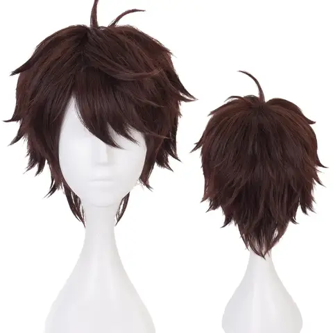 Anime Oikawa Tooruc Cosplay Wig Haikyuu Costume Men Short  Dark Brown Synthetic Wig Natural Soft Party Hair Wigs
