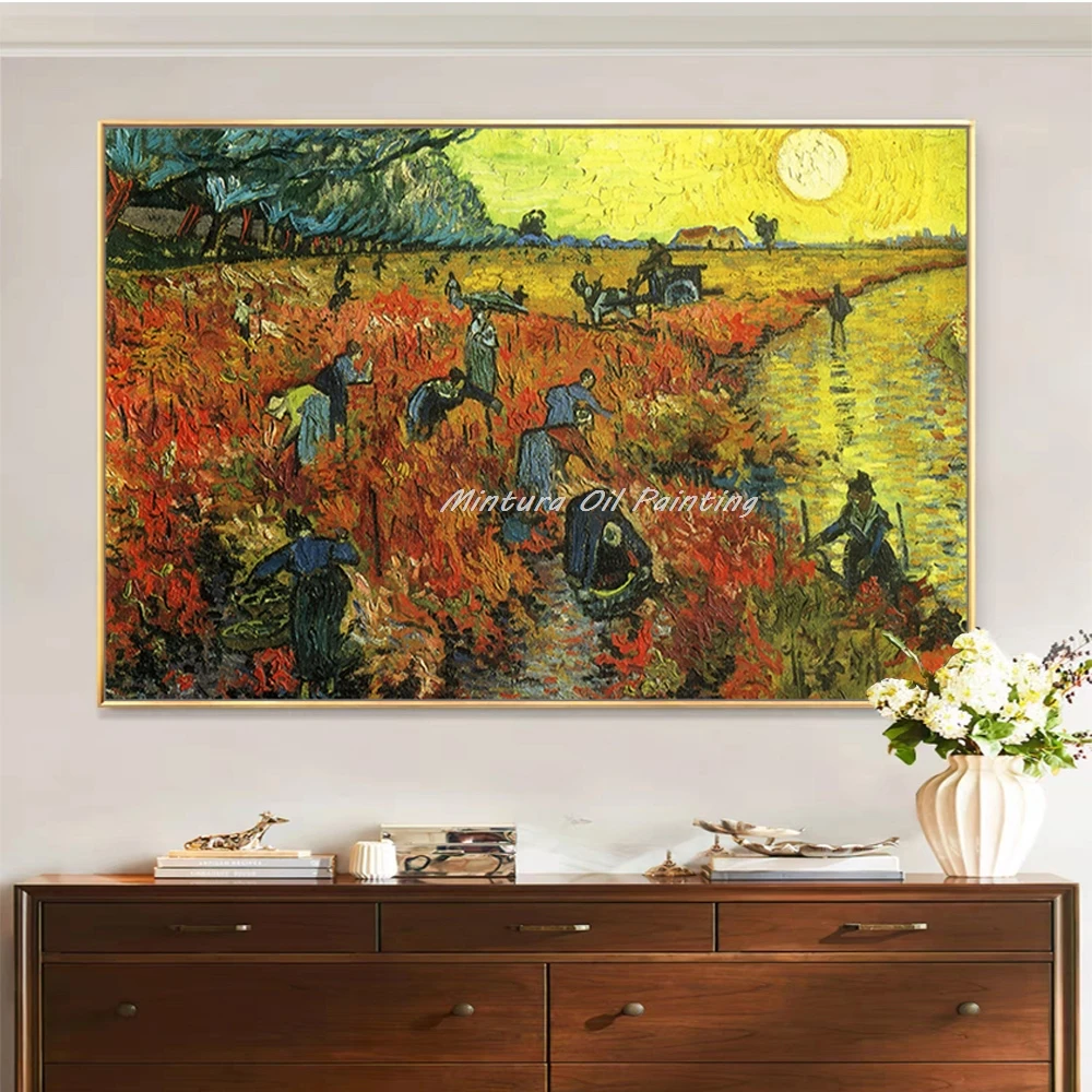 لوحة زيتية من مينتورا مرسومة يدويًا على قماش فان جوخ ، صورة فنية جدارية ، ملصق شهير الانطباع ، ديكور المنزل ، ديكور الغرفة