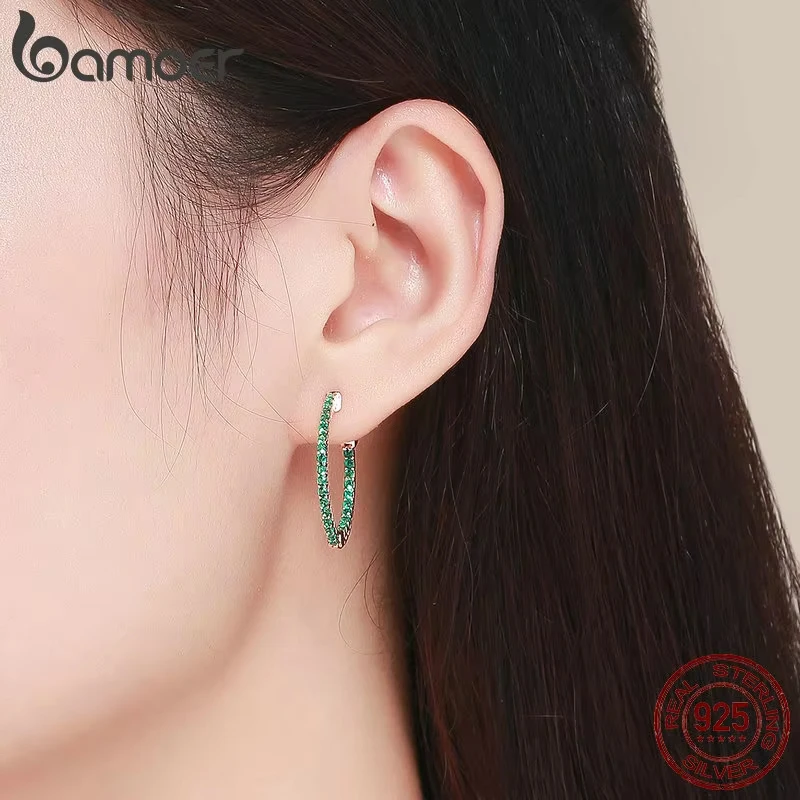 925 Sterling Silver Green CZ Round Stud Earrings for Women