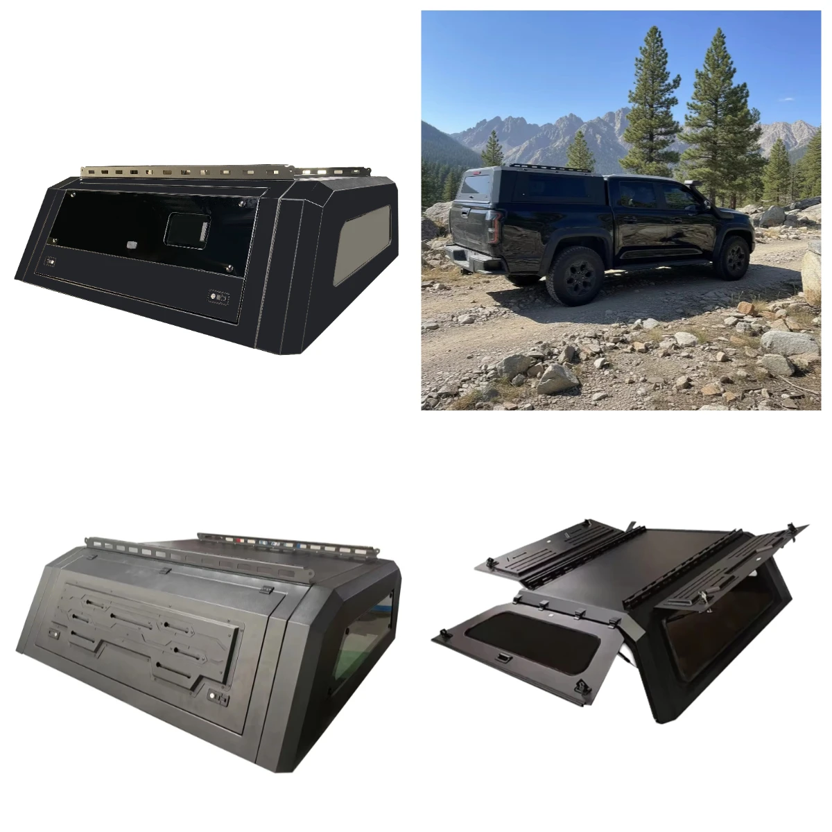 

Wholesale Stock Waterproof Tailbox Hardtop Black Aluminum Topper Camper Pickup Truck Canopy Cap for F150 RANGER BT50