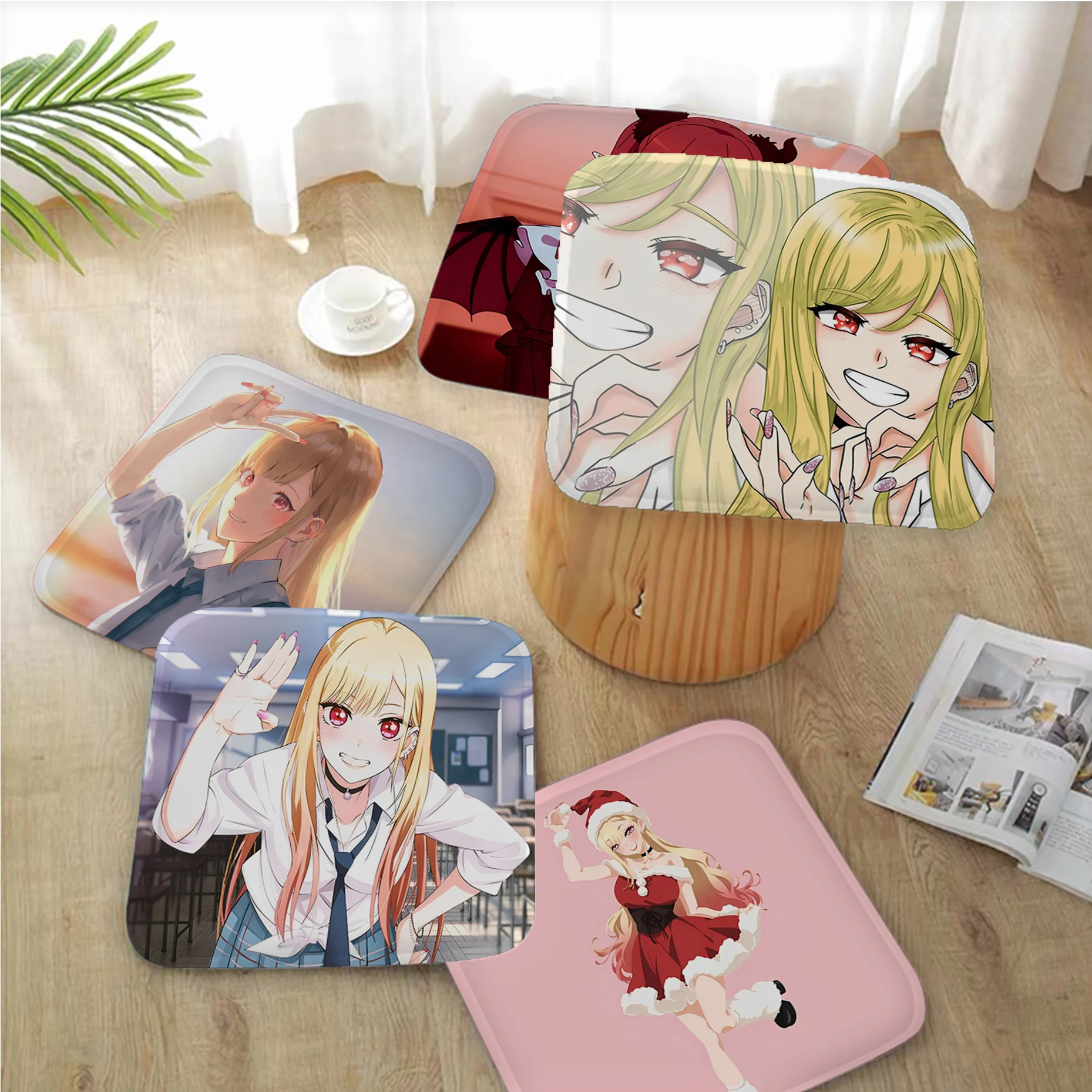 Anime My Dress Up Darling Kitagawa Marin Round Dining Chair Cushion Circular Decoration Seat For Office Desk Sofa Cushion