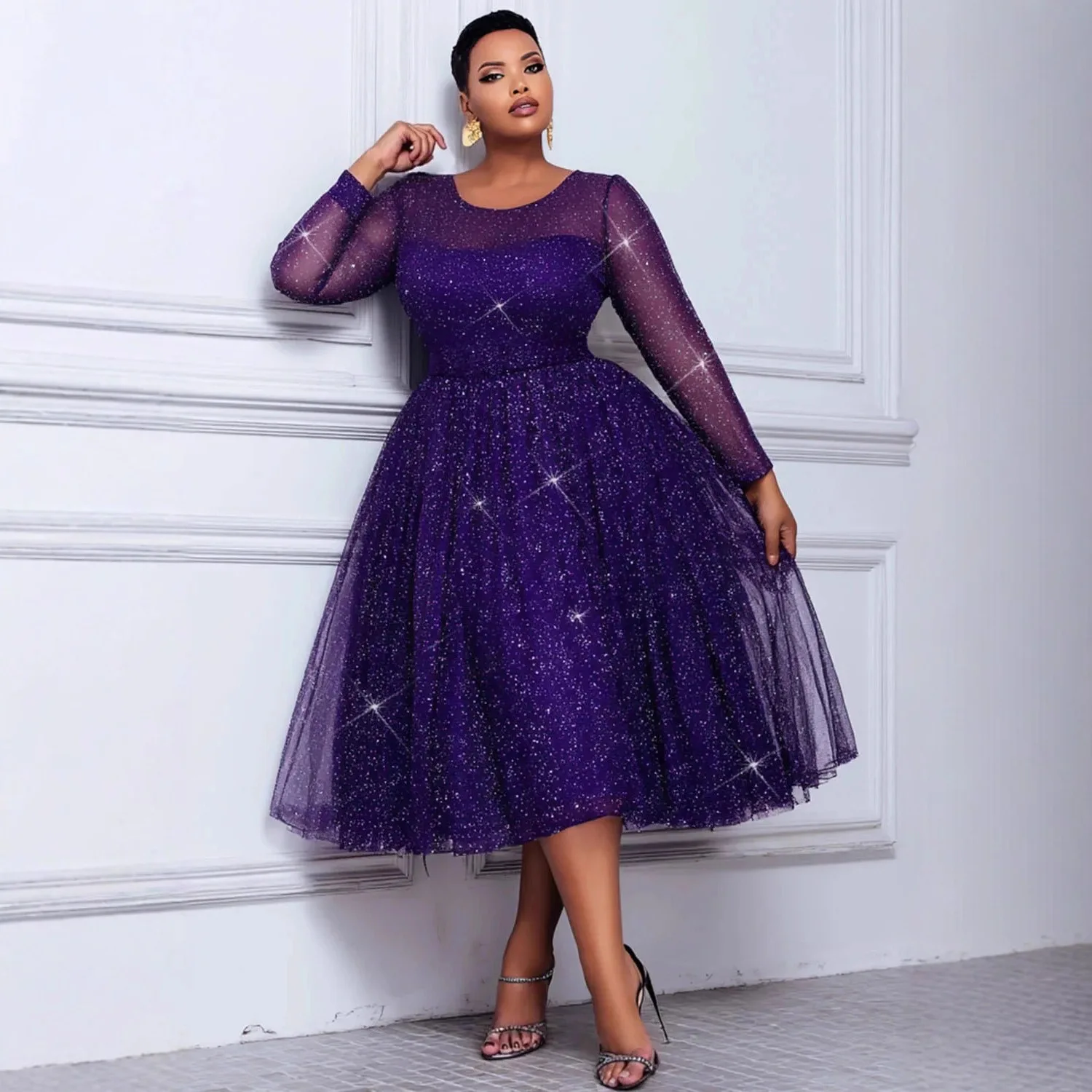 

Новинка 2026: Женское платье с золотыми блестками, пышная юбка, сексуальное, больших размеров, для вечеринок, летнее, элегантное, повседневное, в стиле Y2K