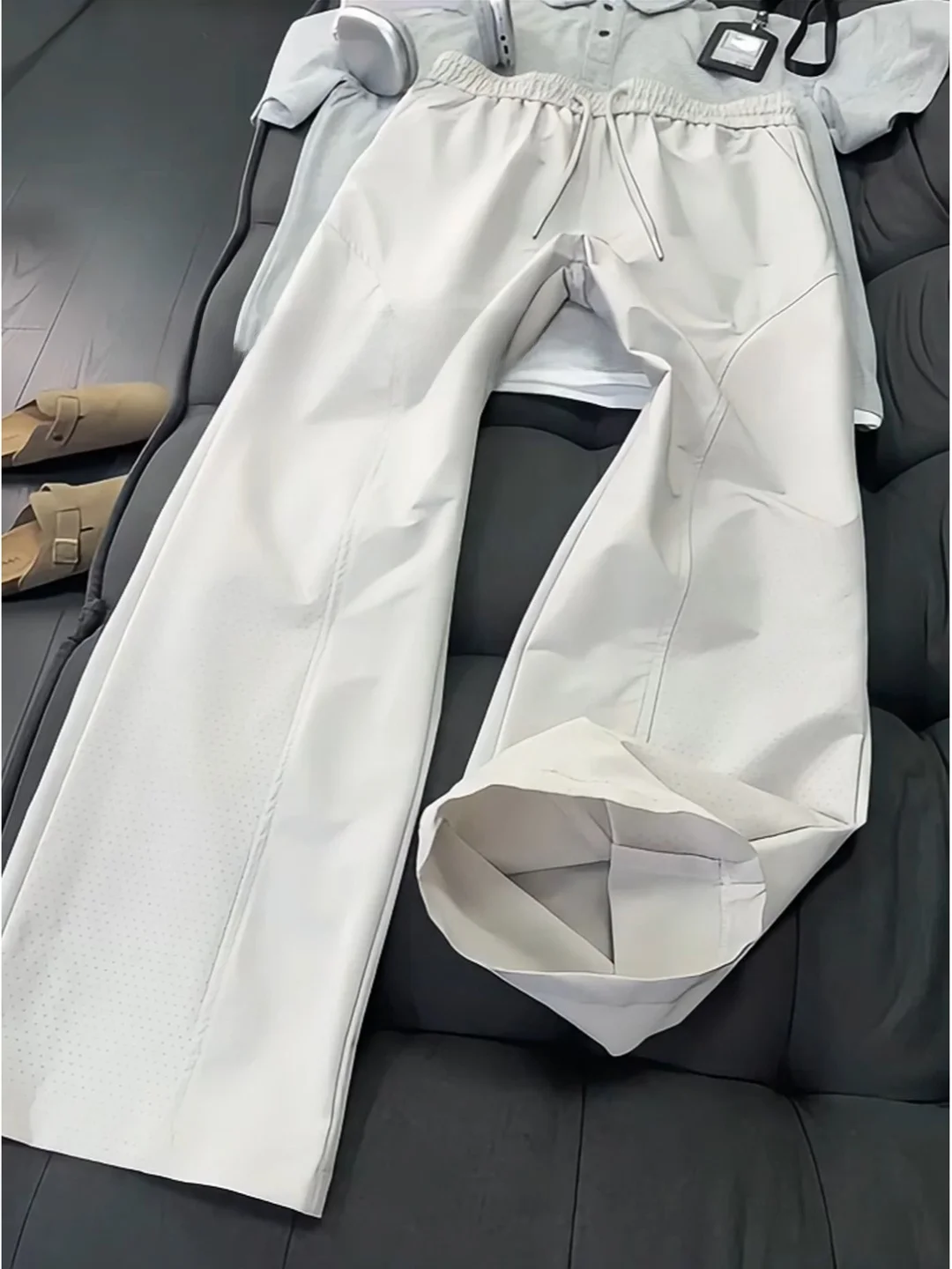 

Men's Spor Me Breathable Qui Dry Pants Thin Summer Straight Leg Bell Bot Cleanfit Casual Trousers American Sle