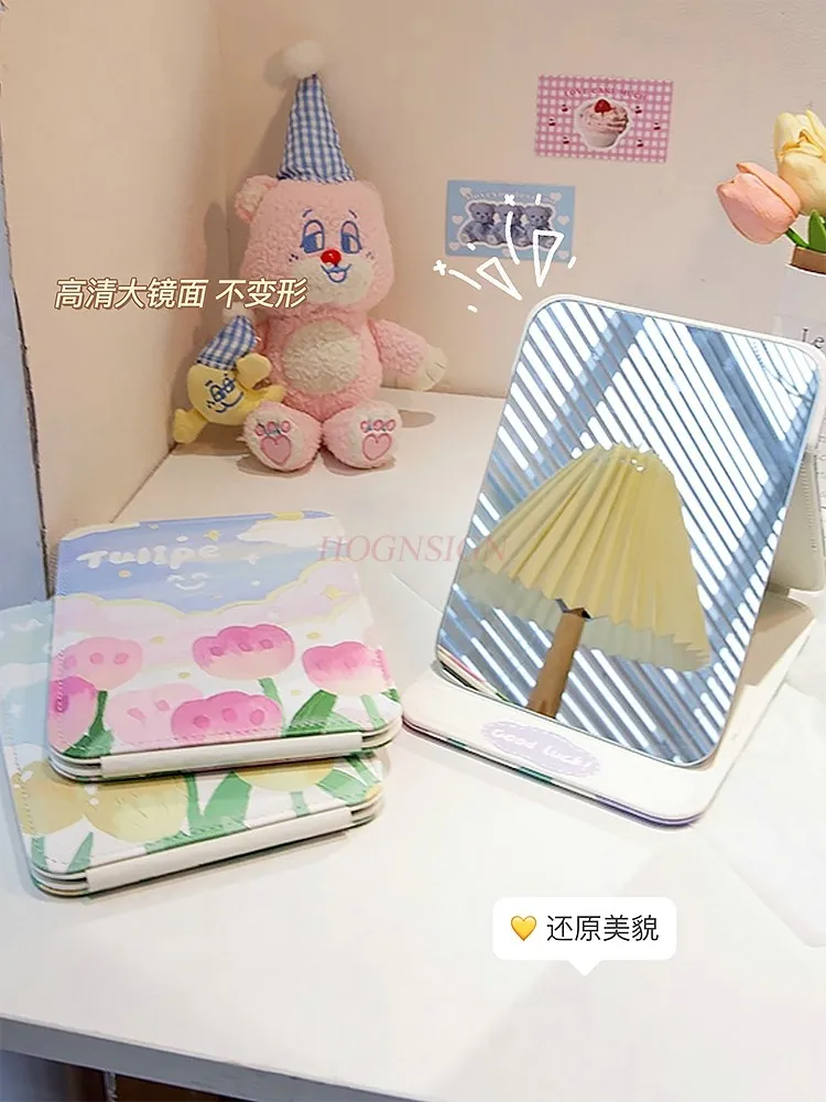 Espelho dobrável Tulip Desktop Stand Up Espelho portátil para vestir e maquiagem