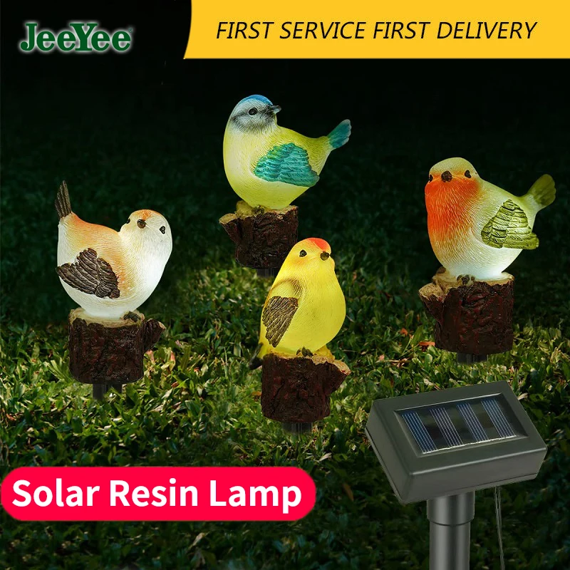 

JEEYEE Set of 4 Robin Solar Garden Lights, Solar Powered Stake Lights for Outdoor Decor, Waterproof Led Solar Lights Garden