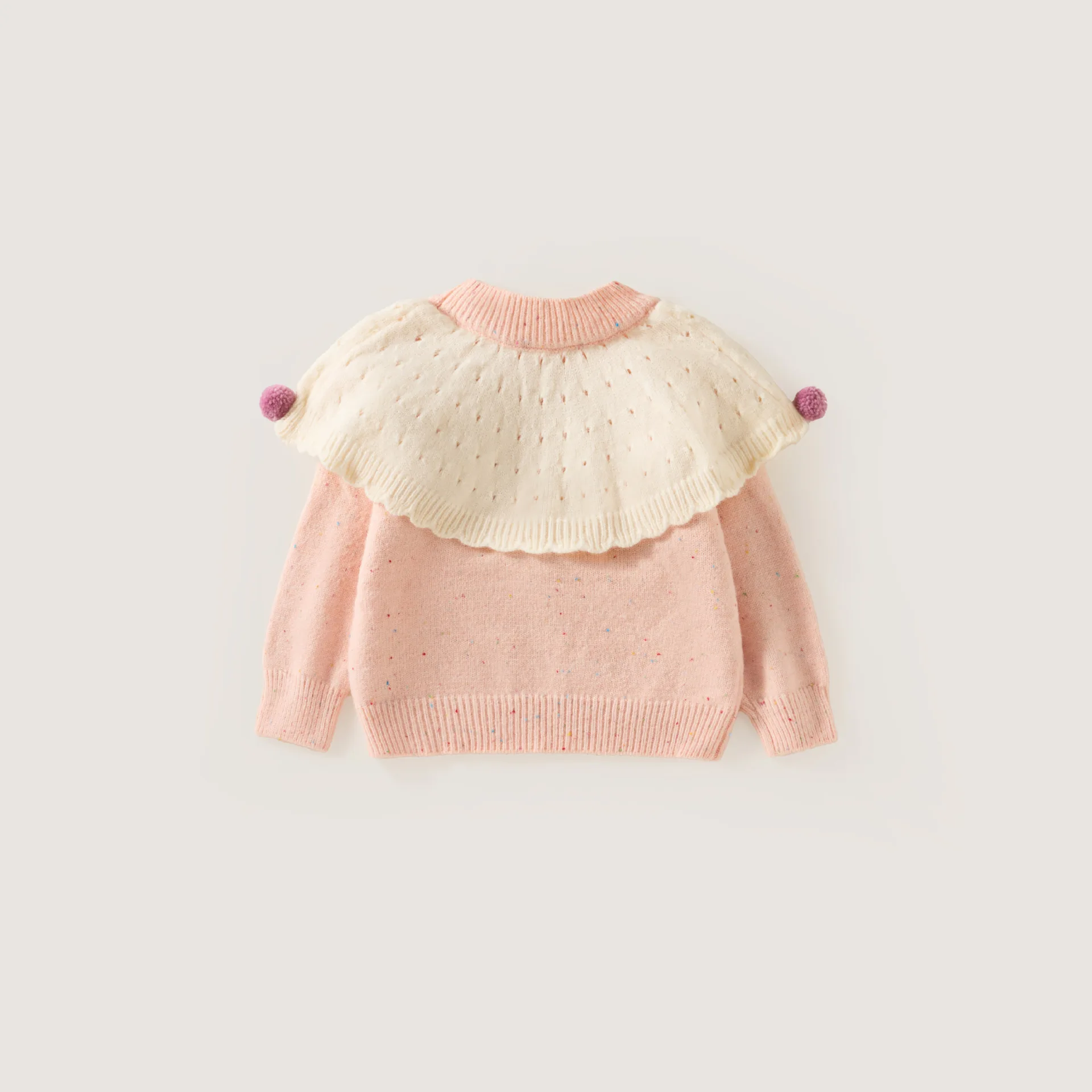 Girls Sweater 2026 Autumn and Winter New Childrens Clothing Korean Style Girl Baby Lovely Hair Ball Matching Color Lapel Sweater