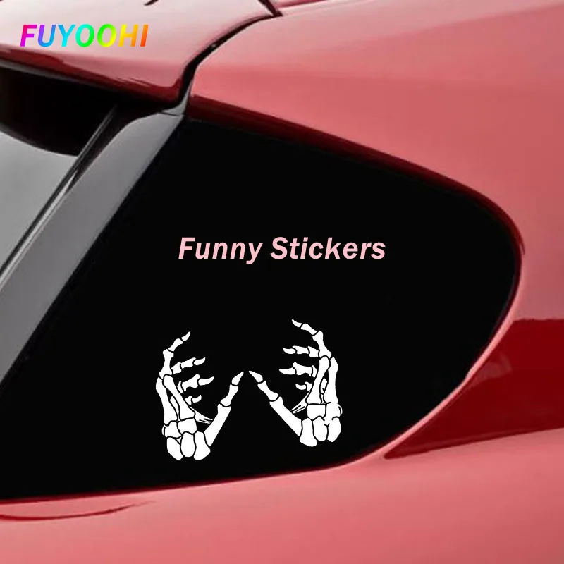 FUYOOHI Exterior/Protection Funny Stickers Black Silver Decorating Vinyl Car Sticker Skeleton Hands Grabbing Graphic PVC Decals