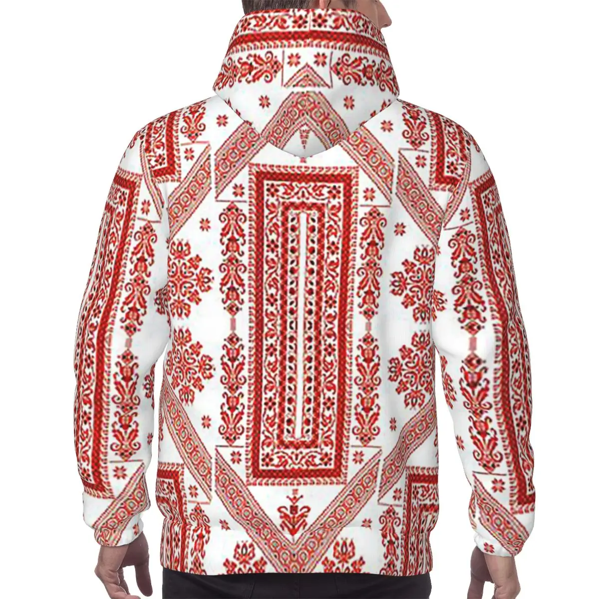 الأحمر والأبيض صناديق التطريز الفلسطيني هوديس Harajuku البلوز الخريف الشتاء الرجال النساء بلوزات طويلة الأكمام بلايز