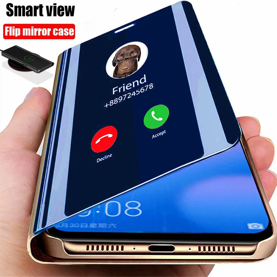 Smart Mirror Flip Phone Case For Samsung Galaxy S21 S10 S9 S8 S20 FE Ultra Note 20 10 Lite 9 8 Plus S7 S10e Edge M52 Cover Coque