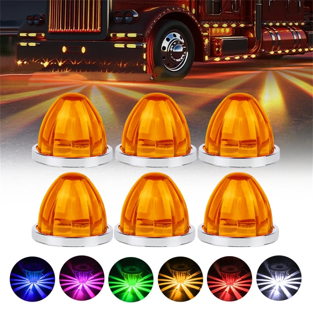 

6PCS LED Watermelon Lights Truck Exterior Mini Water Melon Marker Lights Signal Lights for Kenworth Peterbilt Freightliner
