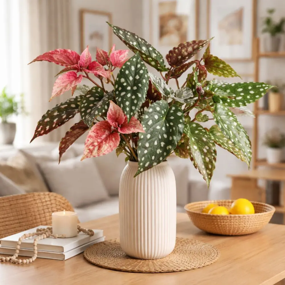 

Long Branch Artificial Green Plants Realistic Handmade Fake Tree Leaves Plastic Artificial Leaf Branch Living Room Desktop