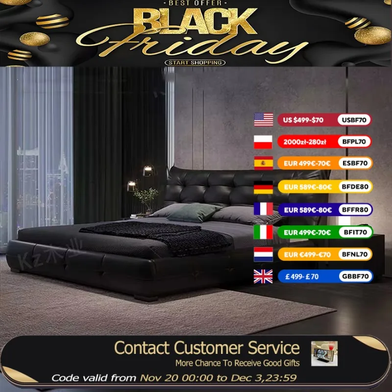 

Loft High End Double Bed Black Wood Nordic Storage Home Double Bed Sleeping European Letti Matrimoniali Bedroom Furniture