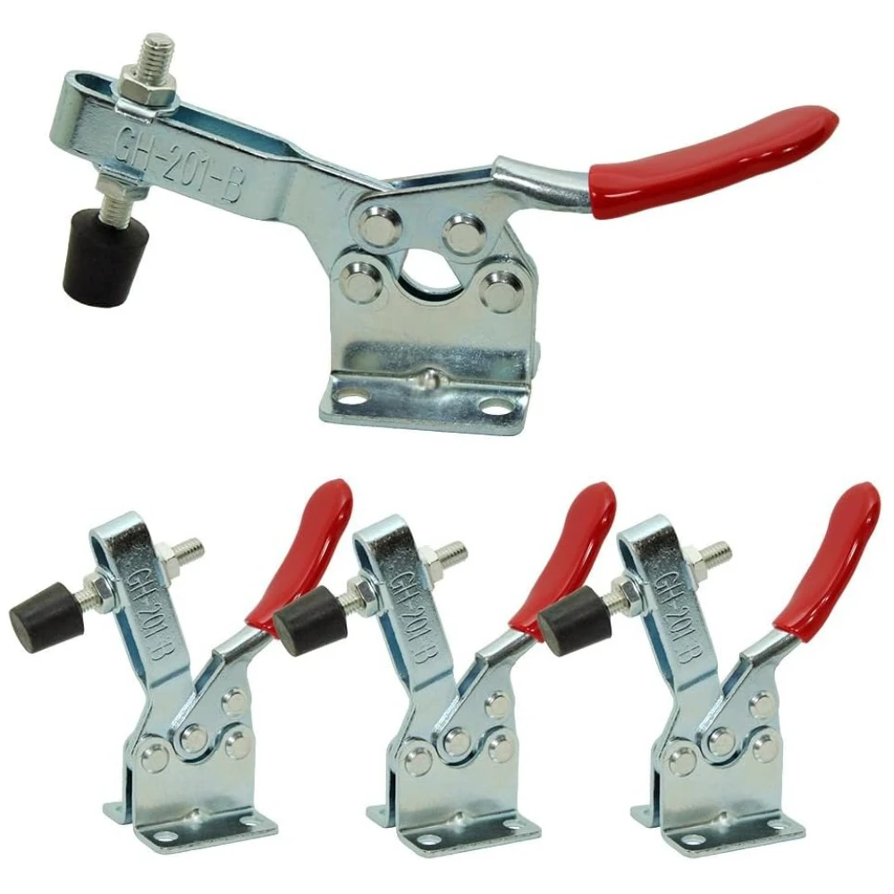 

4 PCS Toggle Clamp 201B Hand Tool 198Lbs Holding Capacity Antislip Horizontal Quick Release Heavy Duty