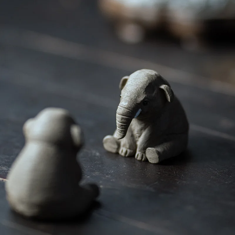 Cute Elephant Purple Clay Tea Pet Yixing, Suitable for Raising High-quality Figurines,Ceramic Elephant Ornaments,Tea Accessories