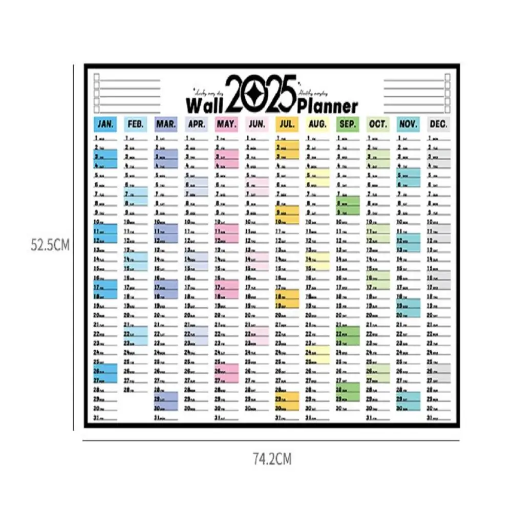 2025ขนาดใหญ่ตารางการวางแผนปฏิทินรายเดือนกระดาษการวางแผนรายสัปดาห์สมุดบันทึกวาระการประชุมปฏิทินวัน365แขวน