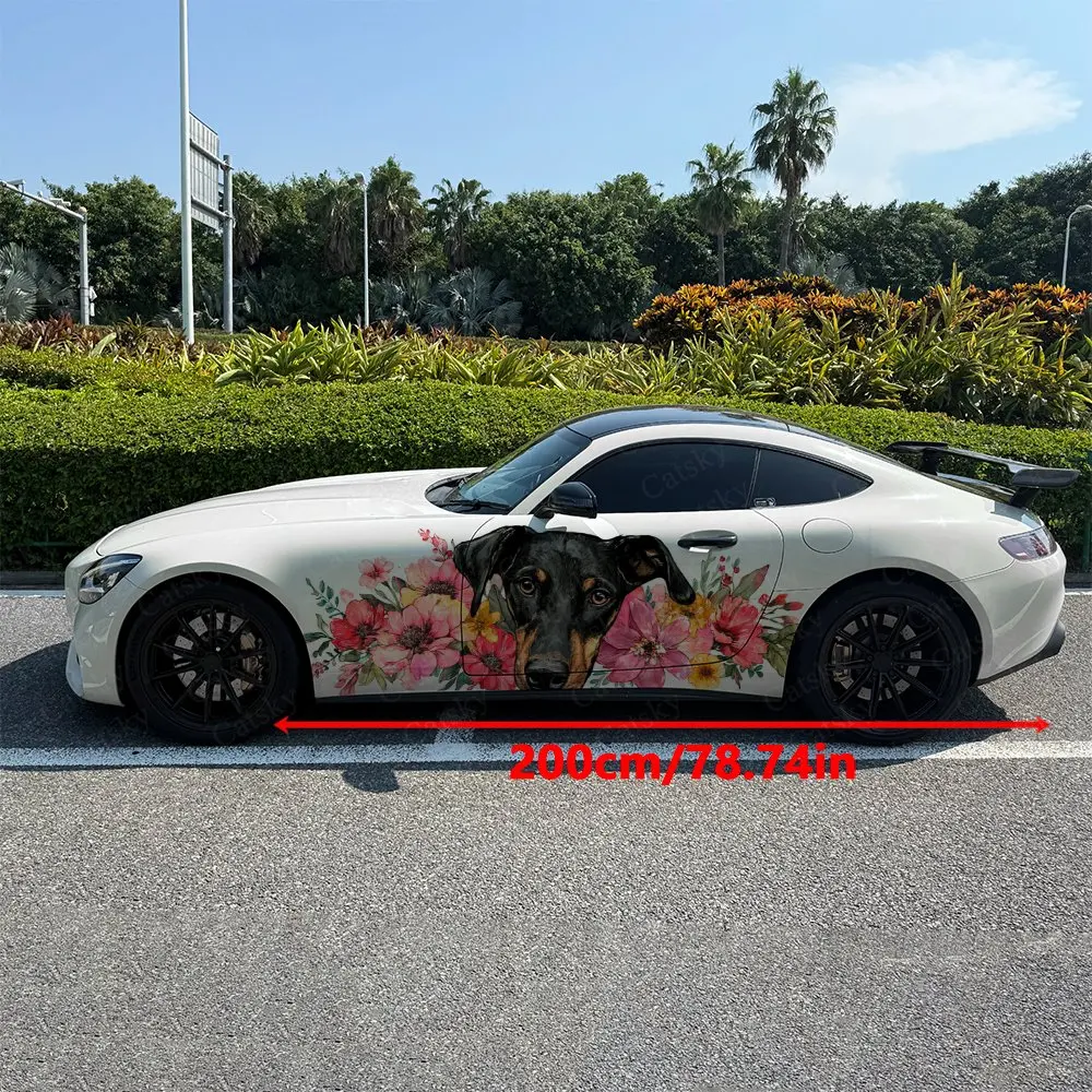 2pcs Doberman Decal, Durable, Fade-Resistant, Enhance Your Vehicles Aesthetic With Bold Art Design Car Vinyl Wrap