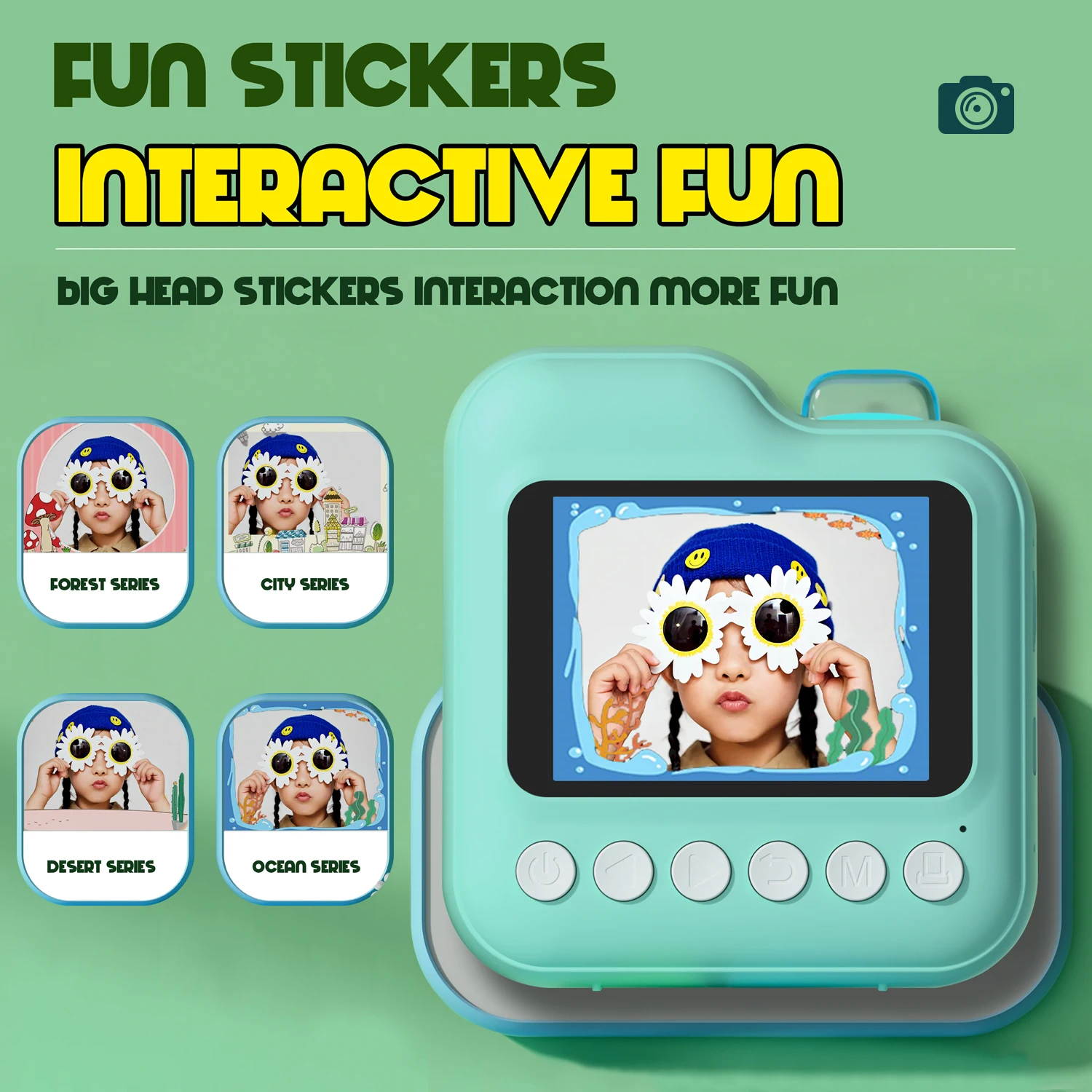 어린이 카메라 사진 인스턴트 인쇄 APP 연결 블루투스 무선 열 인쇄 비디오 녹화 32G 메모리 카드 교육 완구